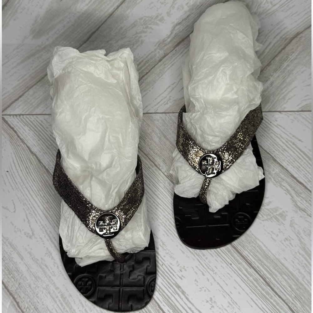 Tory Burch Metallic Glitter Sandals